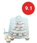 3 tier, collapsible cupcake and cakepop display carrier with handel