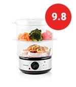 ovente electric food steamer 5 quart double tier stackable portable