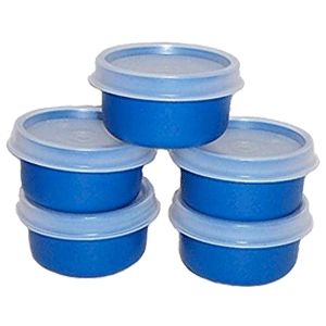 Tupperware 1 Ounce Set of 5 Blue Smidget Containers