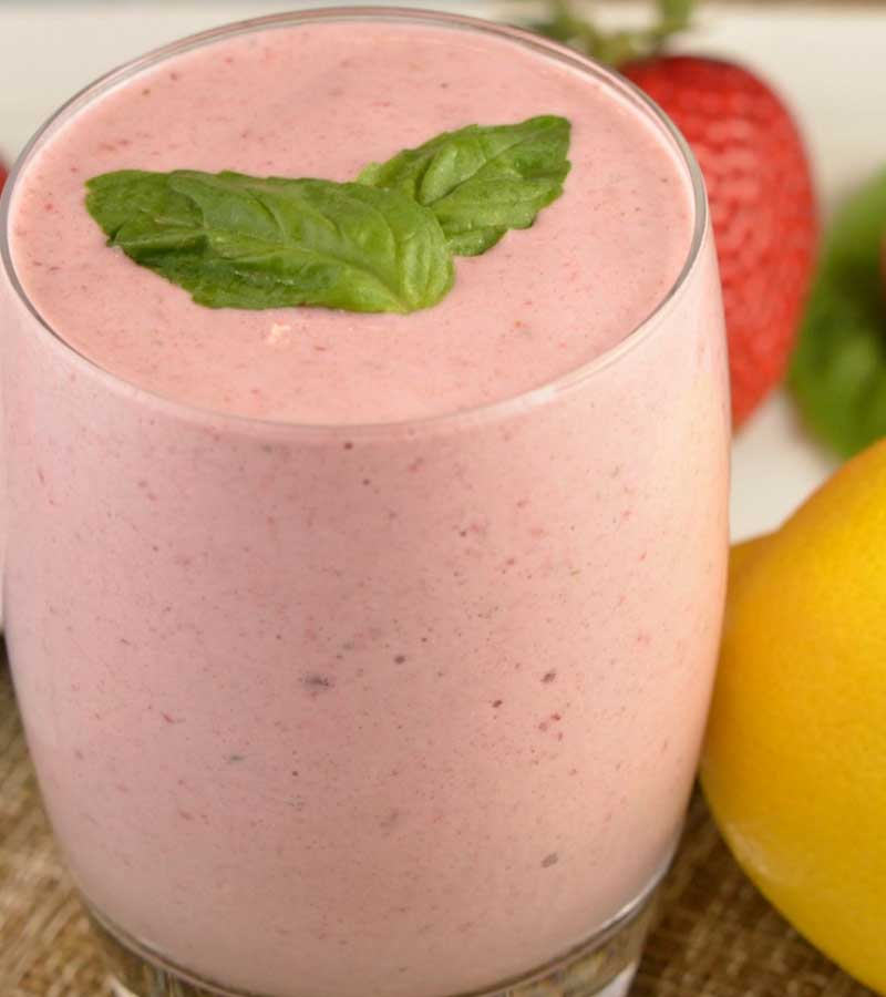 Raspberry Strawberry Basil Smoothie