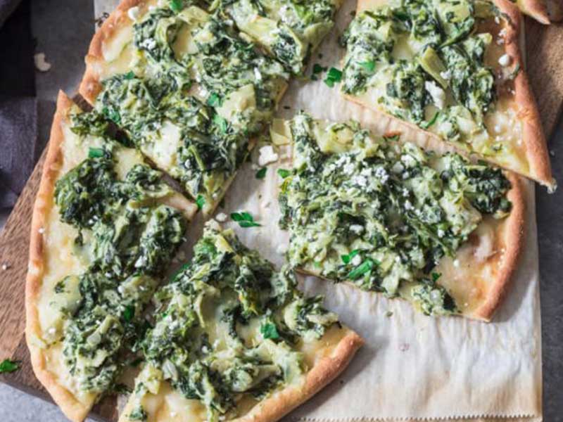 Spinach Artichoke pizza