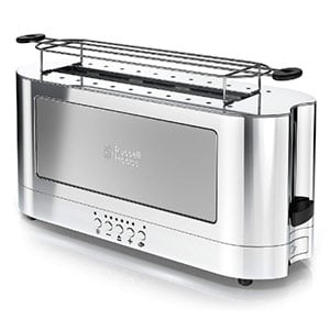 russell hobbs 2 slice glass accent long toaster- silver & stainless steel