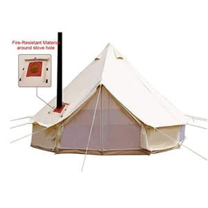 playdo 4-season waterproof cotton canvas bell tent wall yurt tent with stove hole for outdoor camping hunting hiking festival party