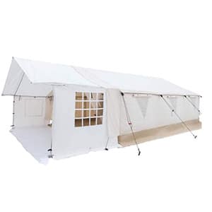 white duck outdoors complete canvas wall tent with heavy duty aluminum frame, angle kit and pvc floor for elk hunting, outfitter and camping