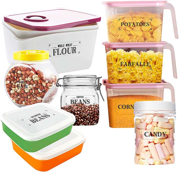 food labels for an organized kitchen