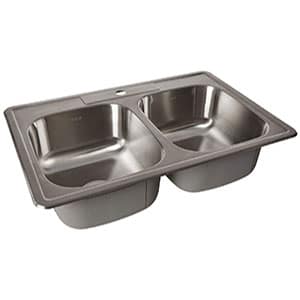 zuhne drop-in kitchen sink stainless steel (33 by 22 double bowl)