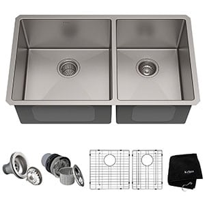kraus standart pro undermount double bowl stainless steel kitchen sink