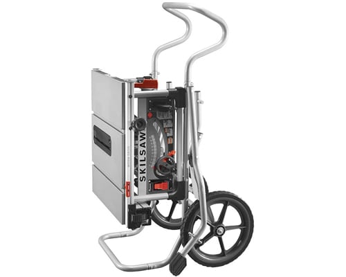 two large wheels and stand