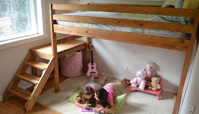 camp loft bed with stairs