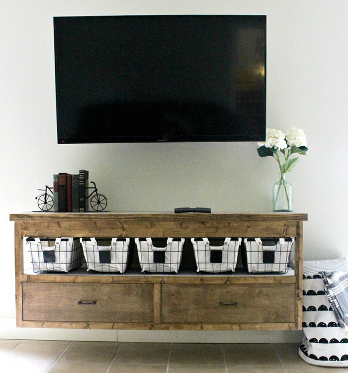 diy modern floating tv console