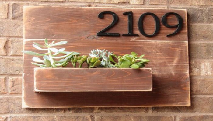 diy wall planter with address number