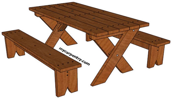 picnic table plan with detached benches
