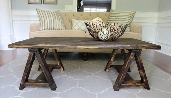 sawhorse coffee table