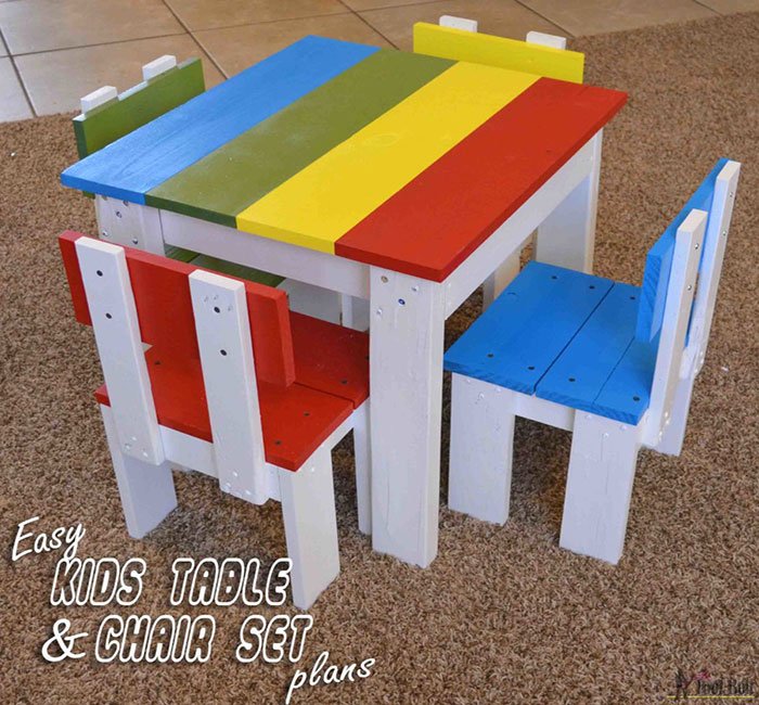 scrap wood kid's table and chair set