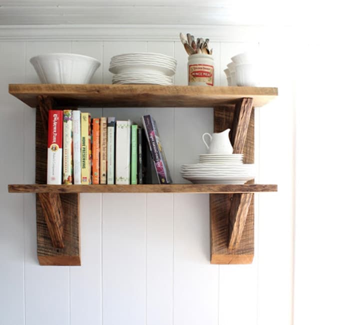 scrap wood kitchen shelves