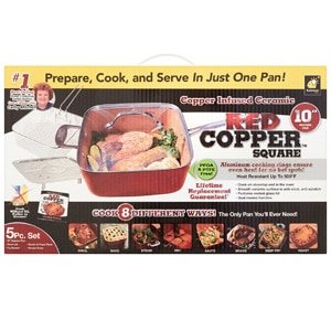 ceramic copper square deep dish pan red