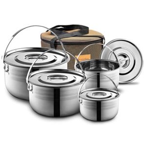 compact stainless steel Camping Cookware Set