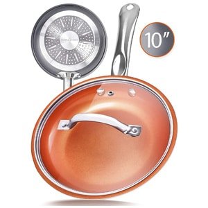 copper frying pan with lid