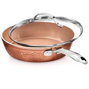 hammered pan with tempered glass lid
