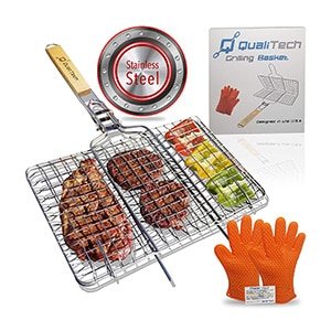 qualitech 430 stainless steel non stick folding bbq barbecue portable grill