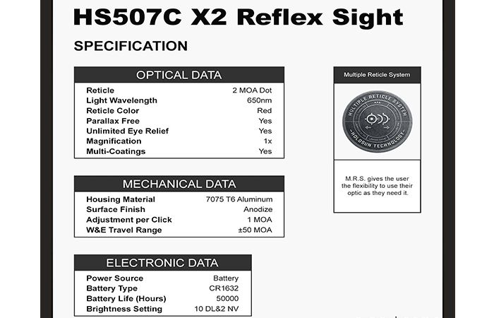 Key Features of the HS507C-X2 Red Dot Sight